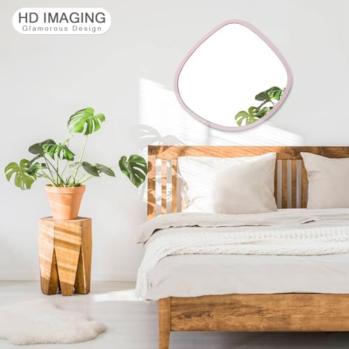 Wood Framed Bathroom Mirror 19X20 Inch Irregular Wall Decor
