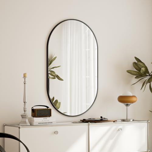 VooBang Black Oval Wall Mirror 22x38 Inch