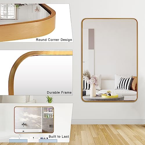 DABLUE 30x40 Inch Gold Framed Bathroom Mirror