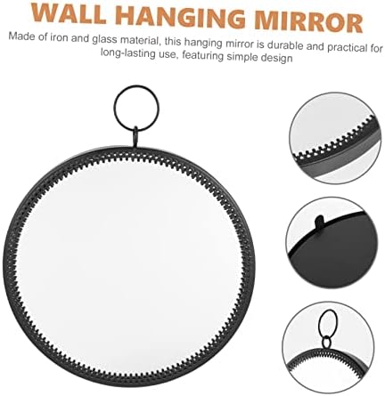 BUGUUYO Round Black Metal Wall Mirror for Bathroom