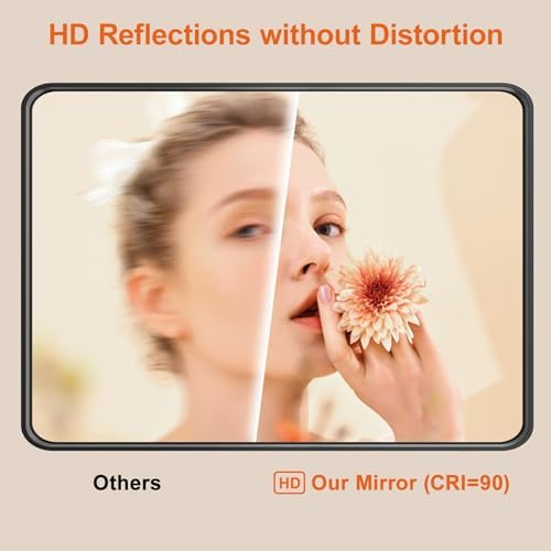 Bumng 40x30 Inch Black Metal Wall Mirror