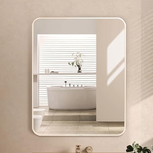 Simple HD White Bathroom Mirror with Aluminum Frame 157 x 236 Inch