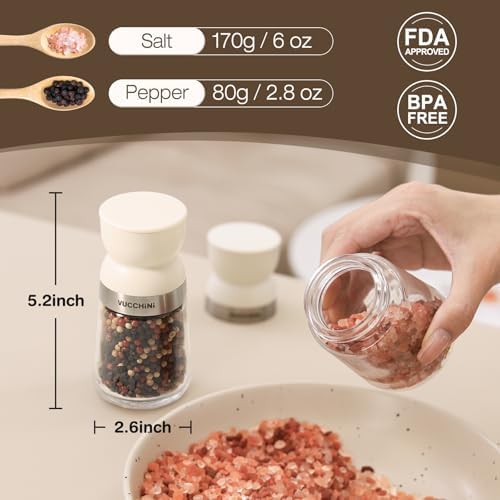 VUCCHINI Adjustable Pepper and Salt Grinder Set
