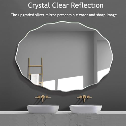 TZUFA Frameless Wavy Bathroom Mirror 36x46cm