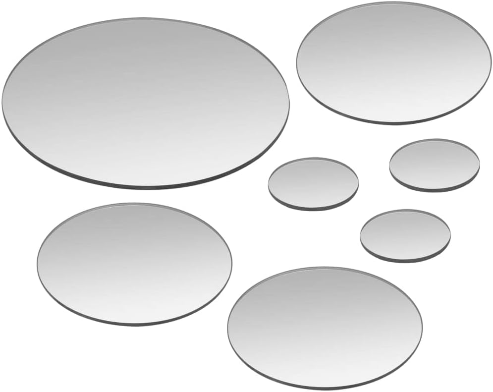 7 Piece Frameless Round Glass Mirror Set for Home Decor