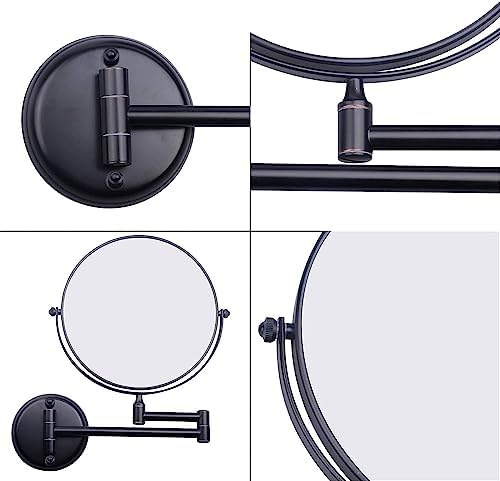 Bleslin Wall-Mounted Brass Mirror with 5X Magnification