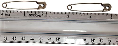 NiftyPlaza Extra Large 2 Safety Pins - 200 Pack Nickel Plated Rust Resistant