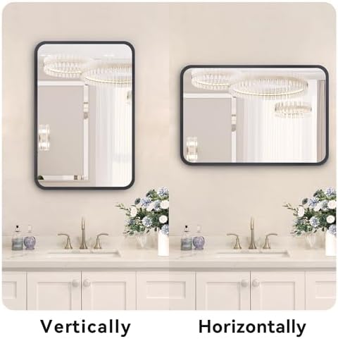 Heymirro 30x40 Inch Black Metal Framed Mirror