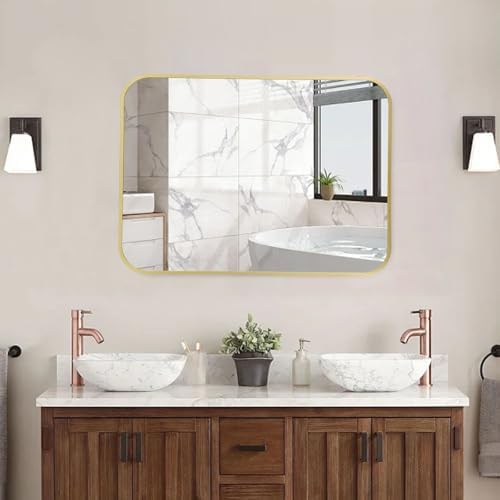 FARMER 22x30 Inch Matte Gold Bathroom Mirror