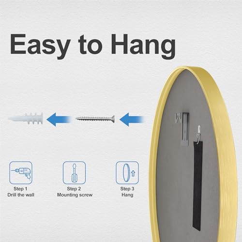 Heymirro 24 Inch Round Bathroom Mirror with Gold Aluminum Alloy Frame
