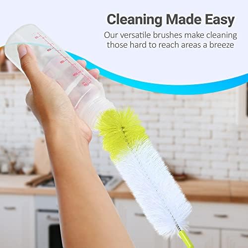 Andalus Brands 5-Piece Long Bottle Brush Set for Bottles Straws Lids
