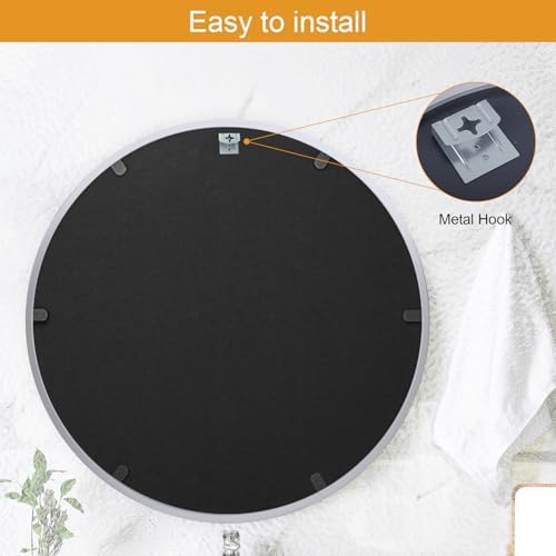 20 Inch White Round Mirror with Aluminum Alloy Frame
