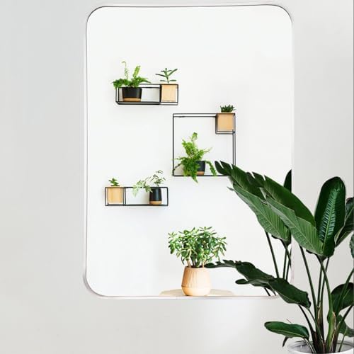 TZUFA Modern Rectangle Wall Mirror 40x60cm Silver