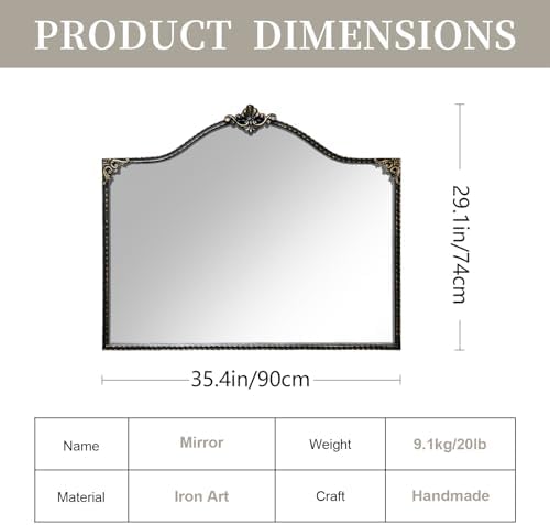 HEBOIX Black Vanity Mirror 47 x 20 Wall Decor