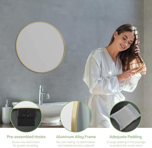 Zibbizo 20-Inch Gold Circle Wall Mirror 1