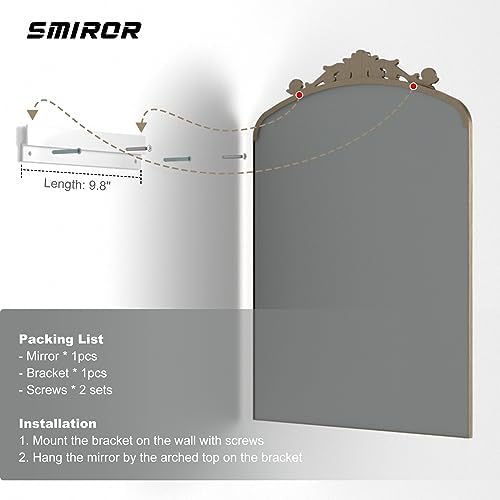SMIROR Gold Vintage Arch Mirror 24x36 1