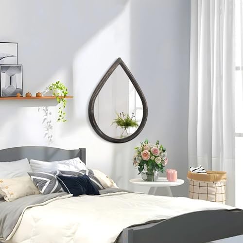 FEUFOAM Black Teardrop Wall Mirror 16x20 Inches