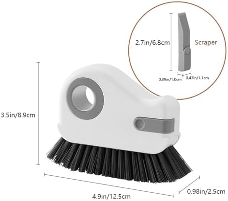 2 in 1 Window Track Cleaning Brush with Scraper and Bristles - Orange