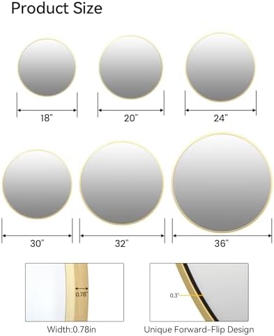 30 Inch Gold Round Mirror for Home Decor
