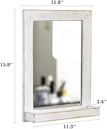 118 x 158 inch Vintage Wood Farmhouse Wall Mirror with Shelf