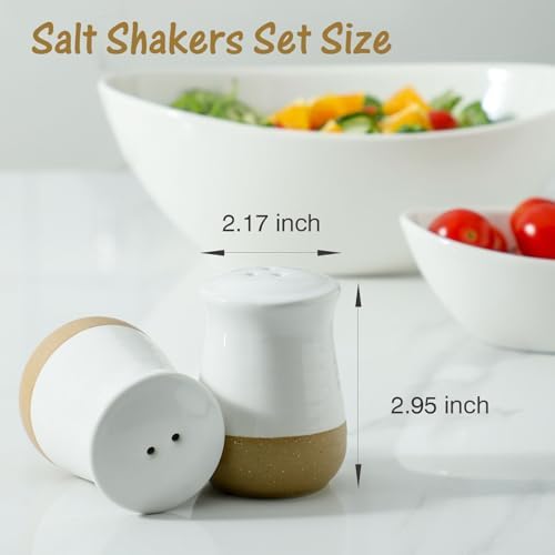 Hasense Salt Pepper Shaker Set Ceramic White Cute Design Refillable Farmhouse Kitchen Decor