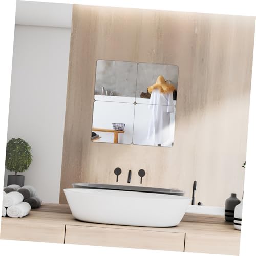 4 Self-Adhesive Square Mirrors 20x20cm Black Wall Mirror Tiles No Tools Needed