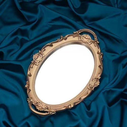 Oval Embossed Gold Vanity Mirror for Home