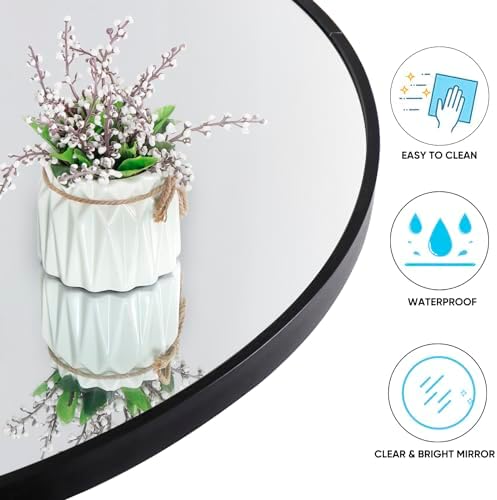 Smartxchoices 24 Inch Round Mirror with Metal Frame