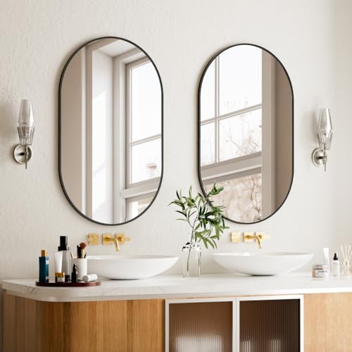VooBang Black Oval Wall Mirror 22x38 Inch