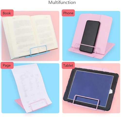 Yuidaaavzz Adjustable Metal Book Stand for Reading 8x7x8 Inch Blue