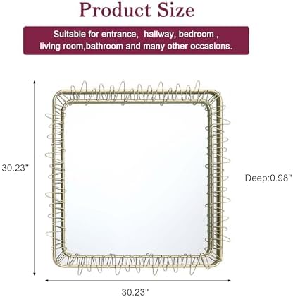 LuxenHome 30 Gold Square Wall Mirror for Bathroom