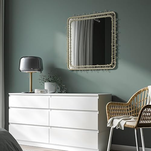 LuxenHome 30 Gold Square Wall Mirror for Bathroom