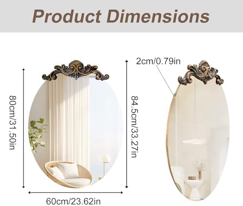 Artloge Baroque Mirror 32x24 Inches Sleek Silver