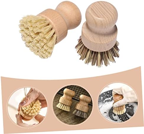 Yardenfun 2pcs Bamboo Handle Dish Scrubber