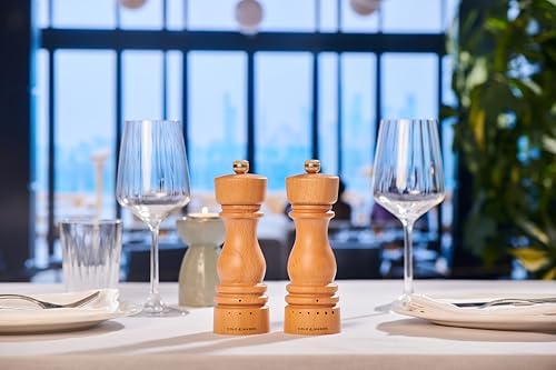 Cole Mason London Salt Pepper Mill Set - 7 Adjustable Spice Shakers with Beech Wood Design