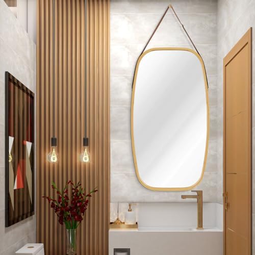 AAZZKANG 39x18 Inch Rustic Wall Mirror with Wood Frame 1