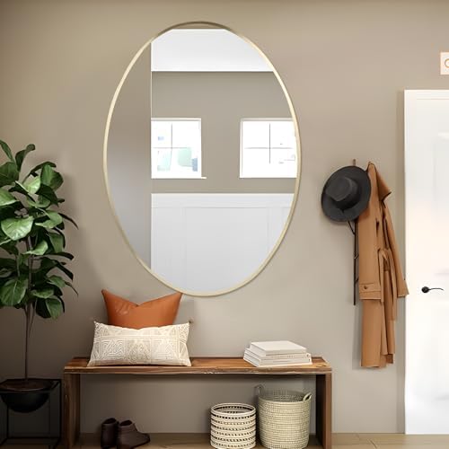 FARMER Gold Oval Mirror 22x30 Wall Decor