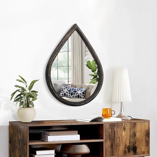 FEUFOAM Black Teardrop Wall Mirror 16x20 Inches