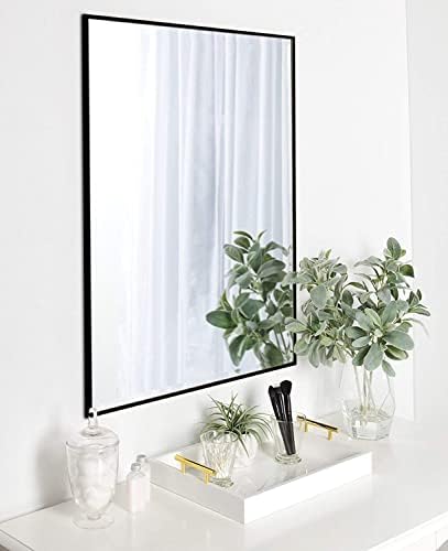 H-A 40X24 Black Thin Frame Wall Mirror