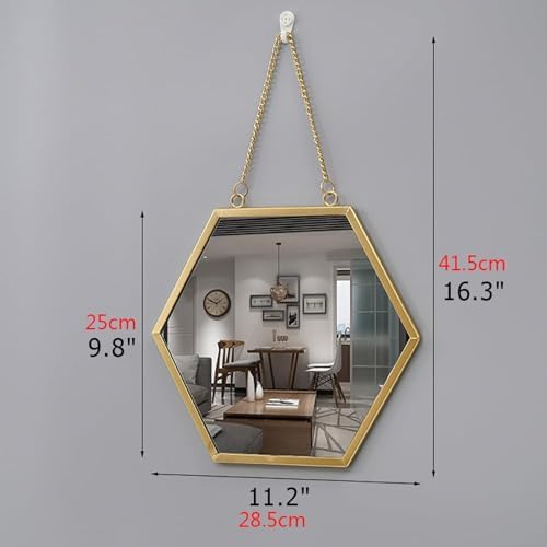 TZUFA Hexagon Wall Mirror Gold Bathroom Decor