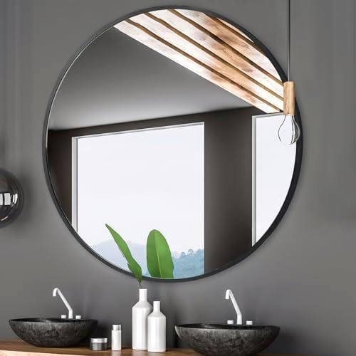Smartxchoices 24 Inch Round Mirror with Metal Frame