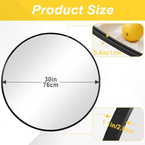 30 Inch Black Round Wall Mirror with Metal Frame 1