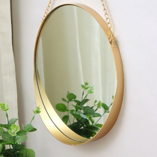 NOIRDA Small Hanging Circle Mirror with Chain