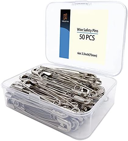 50PCS 3In Stainless Steel Safety Pins with Sharp Ends