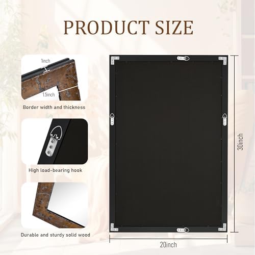 CULER Rustic Wood Wall Mirror 20x30 Inch