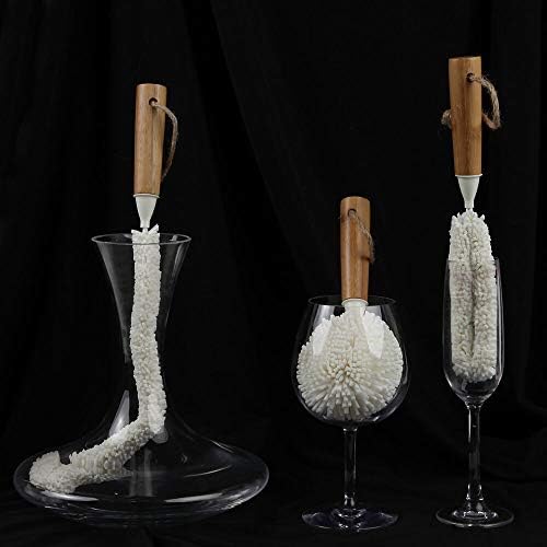Lilys Home Decanter Cleaning Brush Set with Bamboo Handles