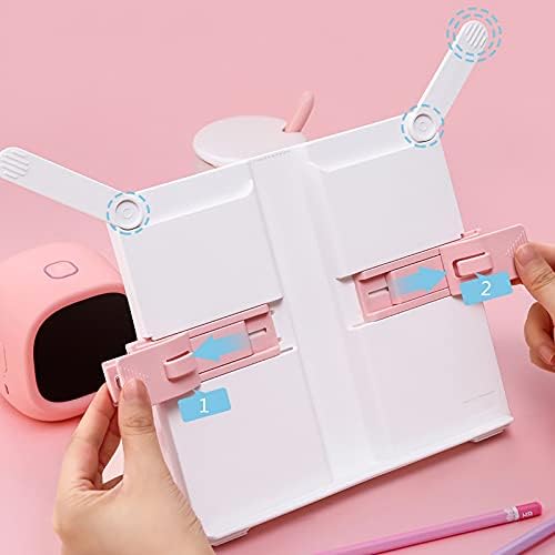 Adjustable Book Stand with 2 Clip Options for Kitchen and Office
