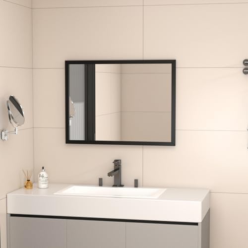 Black Large Bathroom Wall Mirror Set of 2