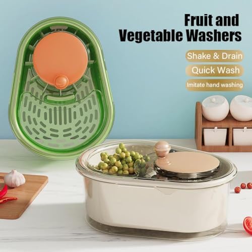 Fruit and Vegetable Washing Machine with Brush and Bowl Blue