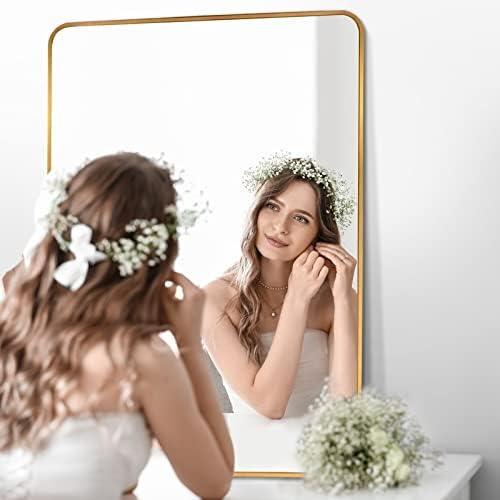 DABLUE 30x40 Inch Gold Framed Bathroom Mirror
